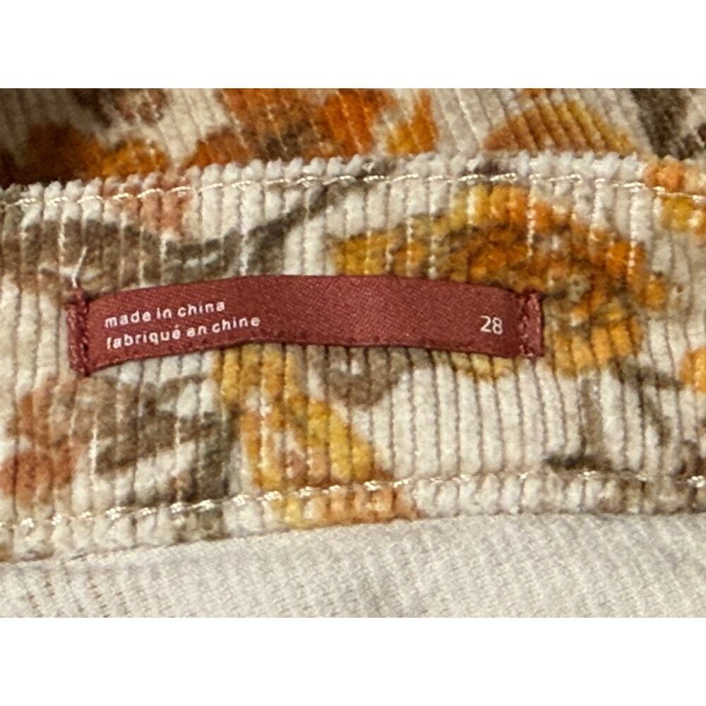 Pilcro The Icon Floral Print Corduroy Flare Jeans, Beige & Gold, Size 28 - Picture 7 of 9